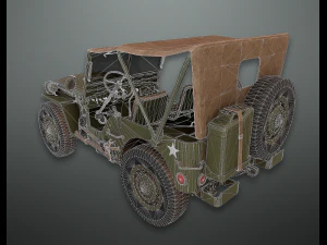 lowpoly pbr військовий джип 3D Модель