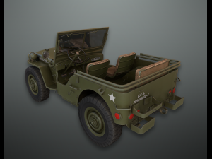 lowpoly pbr military jeep Model 3D