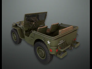 lowpoly pbr військовий джип 3D Модель