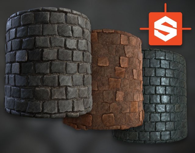 procedural pbr cobblestone texture CG टेक्स्चर्स .c4d .max .obj .3ds .fbx .stl .blend 