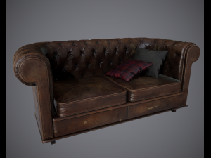 lowpoly pbr old worn sofa Modelo 3D