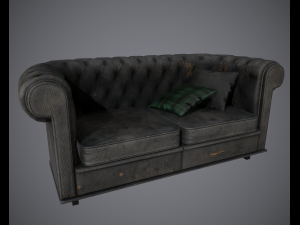 lowpoly pbr old worn sofa Model 3D