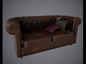 lowpoly pbr old worn sofa Model 3D