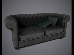 lowpoly pbr old worn sofa Model 3D