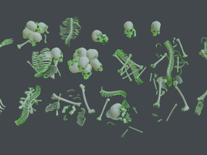 lowpoly pbr human skeleton remains pack Model 3D