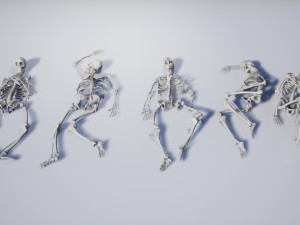 lowpoly pbr human skeleton remains pack Model 3D