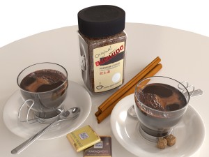coffee bushido and decorative set 3D Model