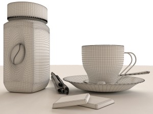 coffee bushido and decorative set 3D Model