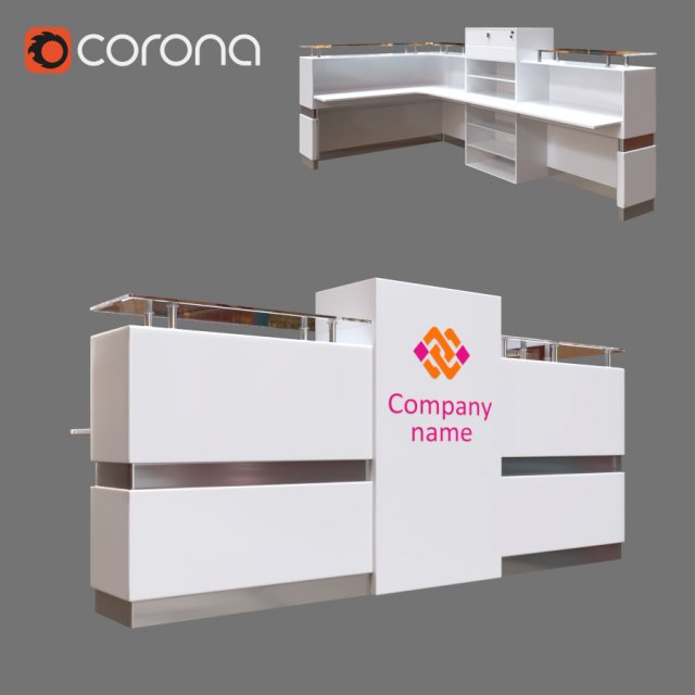 reception desk Model 3D .c4d .max .obj .3ds .fbx .stl .blend 