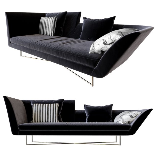 sofa little wing by erba italia high back in half black 3D Model .c4d .max .obj .3ds .fbx .stl .blend 