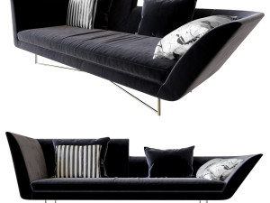 sofa little wing by erba italia high back in half black 3D मॉडल