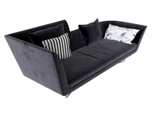 sofa little wing by erba italia high back in half black 3D Model