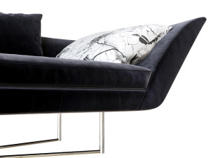 sofa little wing by erba italia high back in half black 3D Model