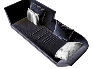 sofa little wing by erba italia high back in half black 3D Model