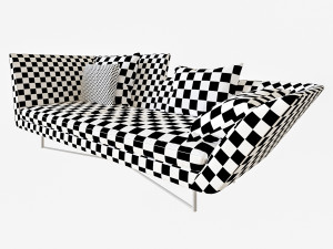sofa little wing by erba italia high back in half black 3D Model