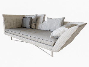sofa little wing by erba italia high back in half black 3D Model