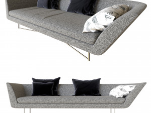 sofa little wing by erba italia grey 3D Модель