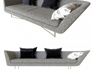 sofa little wing by erba italia grey 3D Model