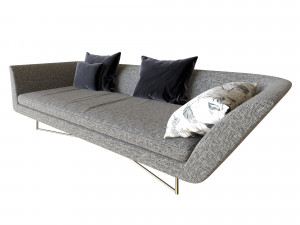sofa little wing by erba italia grey 3D Модель