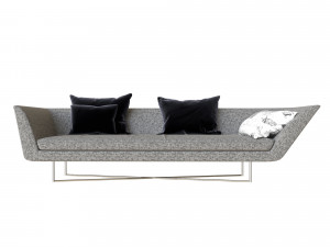 sofa little wing by erba italia grey 3D Модель