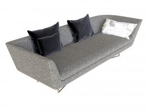 sofa little wing by erba italia grey 3D Модель