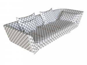 sofa little wing by erba italia grey 3D Модель