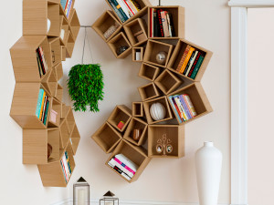 decorative set of shelves on the wall corner design Model 3D