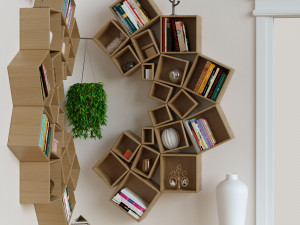 decorative set of shelves on the wall corner design 3Dモデル