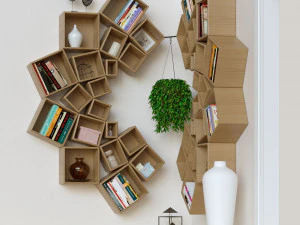 decorative set of shelves on the wall corner design 3D Model