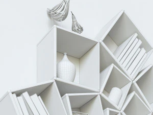 decorative set of shelves on the wall corner design 3D Model