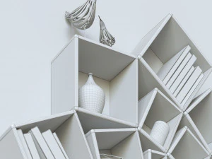 decorative set of shelves on the wall corner design 3D Model
