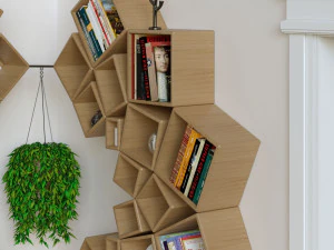decorative set of shelves on the wall corner design 3D Model