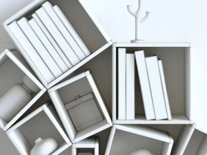 decorative set of shelves on the wall corner design 3D Model