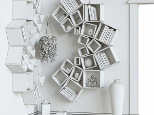 decorative set of shelves on the wall corner design 3D Model