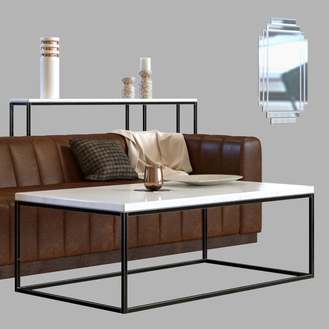 sofa forte channeled saddle leather extra large Modello 3D .c4d .max .obj .3ds .fbx .stl .blend