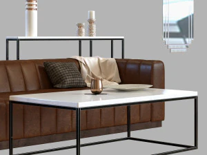 sofa forte channeled saddle leather extra large 3D Model