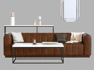 sofa forte channeled saddle leather extra large Modello 3D