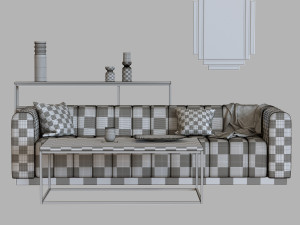 sofa forte channeled saddle leather extra large Modello 3D