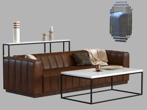sofa forte channeled saddle leather extra large Modello 3D