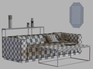 sofa forte channeled saddle leather extra large Modello 3D
