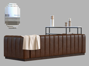 sofa forte channeled saddle leather extra large Modello 3D