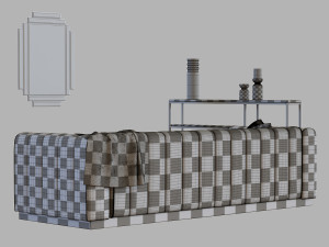 sofa forte channeled saddle leather extra large Modello 3D