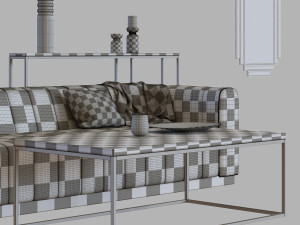 sofa forte channeled saddle leather extra large Modello 3D