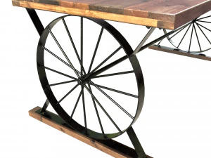 wagon wheel dining table bench 3D Model