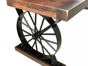 wagon wheel dining table bench 3D Model