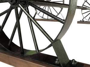 wagon wheel dining table bench 3D Model