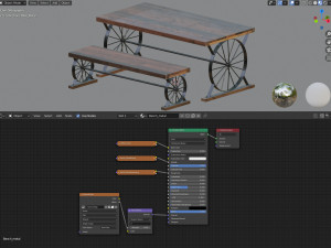 wagon wheel dining table bench Modello 3D