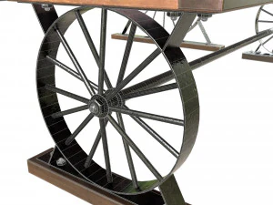 wagon wheel dining table bench 3D Model