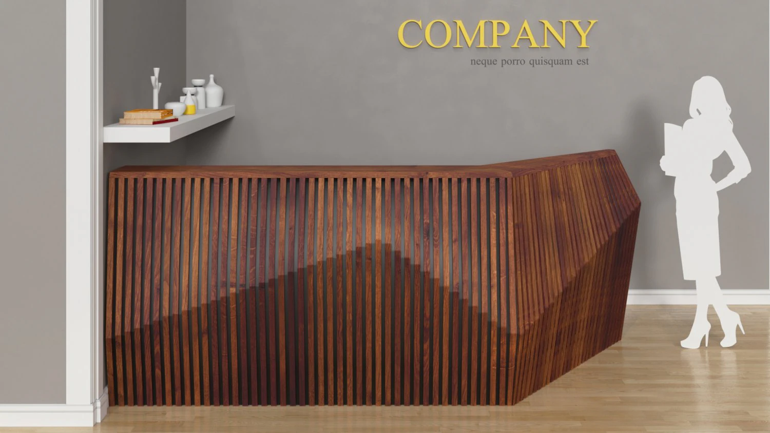 parametric reception wooden desk 3D Model .c4d .max .obj .3ds .fbx .stl .blend 