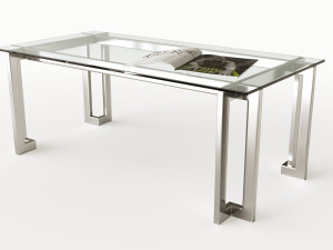 glass metal coffee table 3D मॉडल